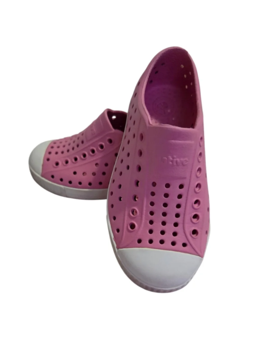 Native Jefferson Girls Water Shoes Size 9 Toddler Pink and White